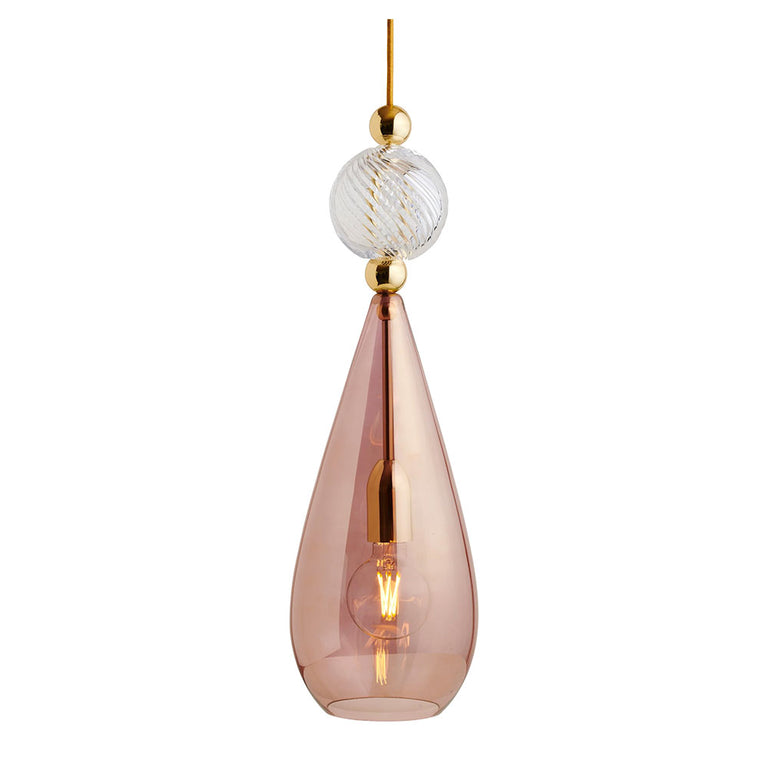 Smykke Large Gold Pendant Obsidian / Crystal Swirl Ball - LA101916