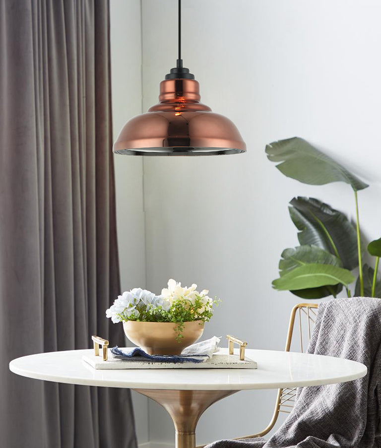 Dome Glass Pendant Copper / Chrome Interior - Lamina4