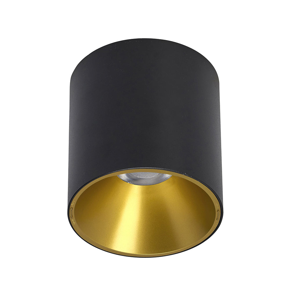 Equator 10W LED Dimmable Surface Mount Downlight Black / Gold / Warm White - LDLS115-BL + LDLS-REF-GD