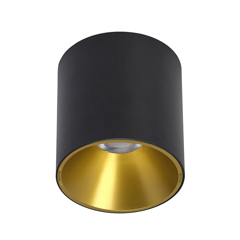 Equator 10W LED Dimmable Surface Mount Downlight Black / Gold / Warm White - LDLS115-BL + LDLS-REF-GD