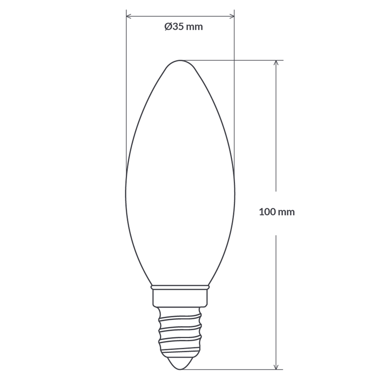 Filament Clear Candle LED 5.5W E12 Dimmable / Warm White - F5.512-C35-C-27K