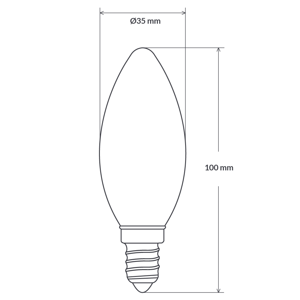Filament Clear Candle LED 4W E14 Dimmable / Warm White - F414-C35-C-27K