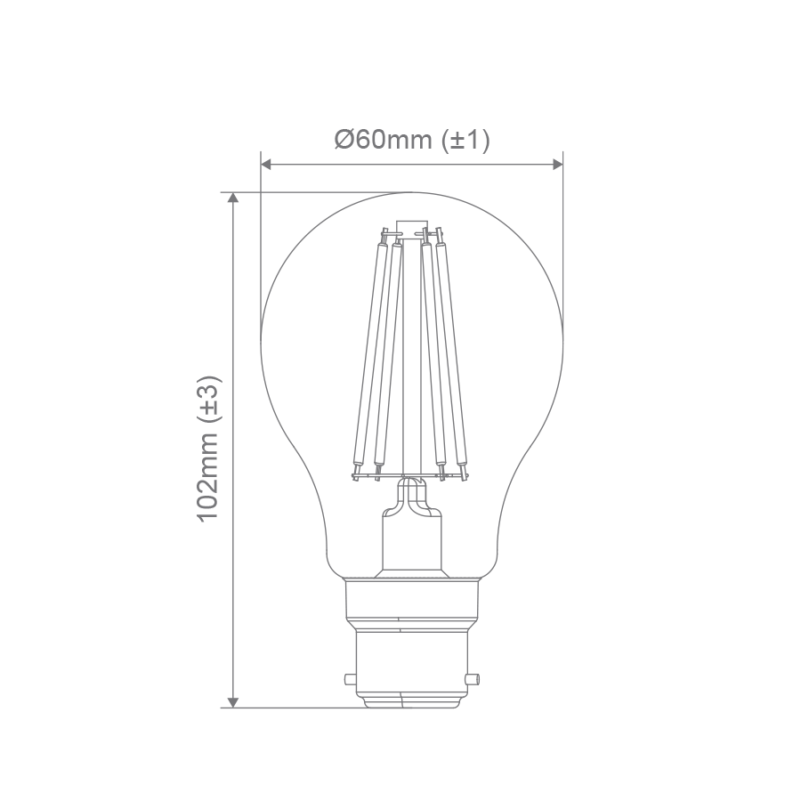 Filament Clear GLS 8.6W B22 Dimmable LED Globe / White - 65931