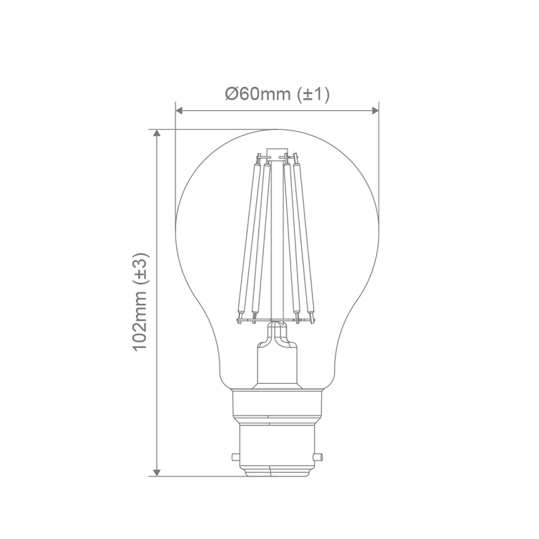Filament Frosted GLS 8.6W B22 Dimmable LED Globe / White - 65975