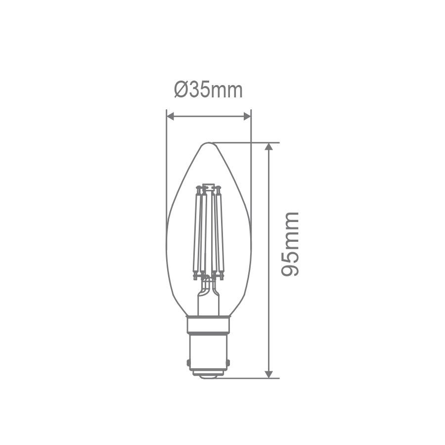 Filament Clear Candle 4.8W B15 Dimmable LED Globe / White - 65923