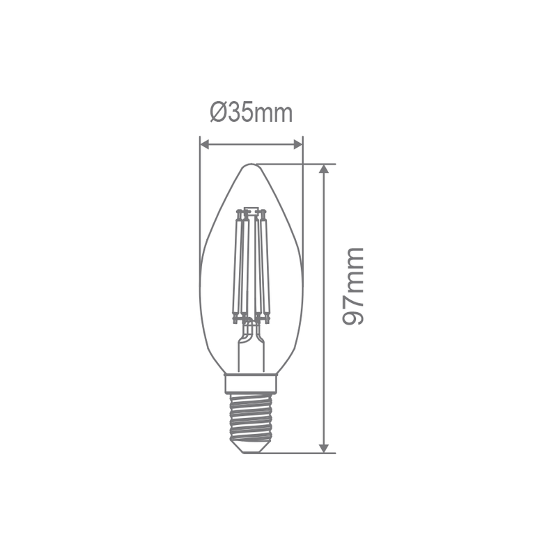 Filament Clear Candle 4.8W E14 Dimmable LED Globe / White - 65925