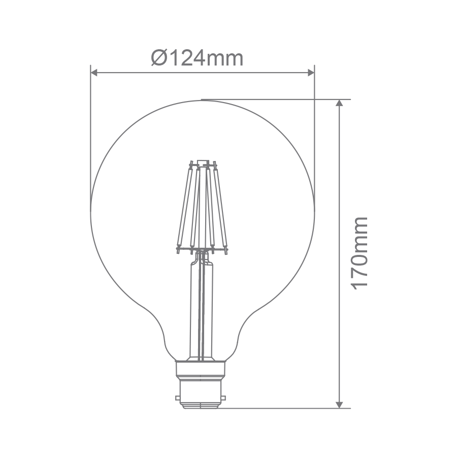 Filament Clear G120 7.5W B22 Dimmable LED Globe / Warm White - 65942
