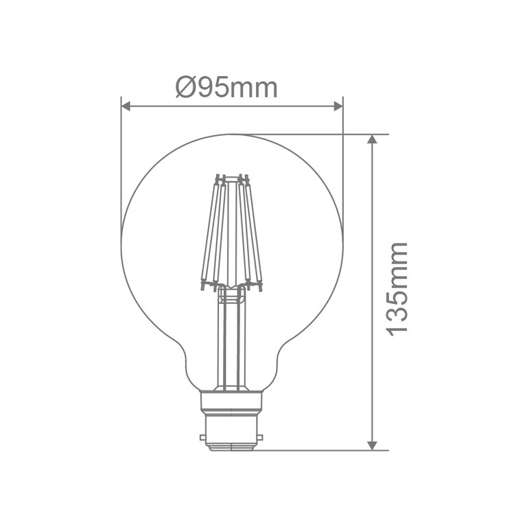 Filament Frosted G95 7.5W B22 Dimmable LED Globe / Warm White - 65982