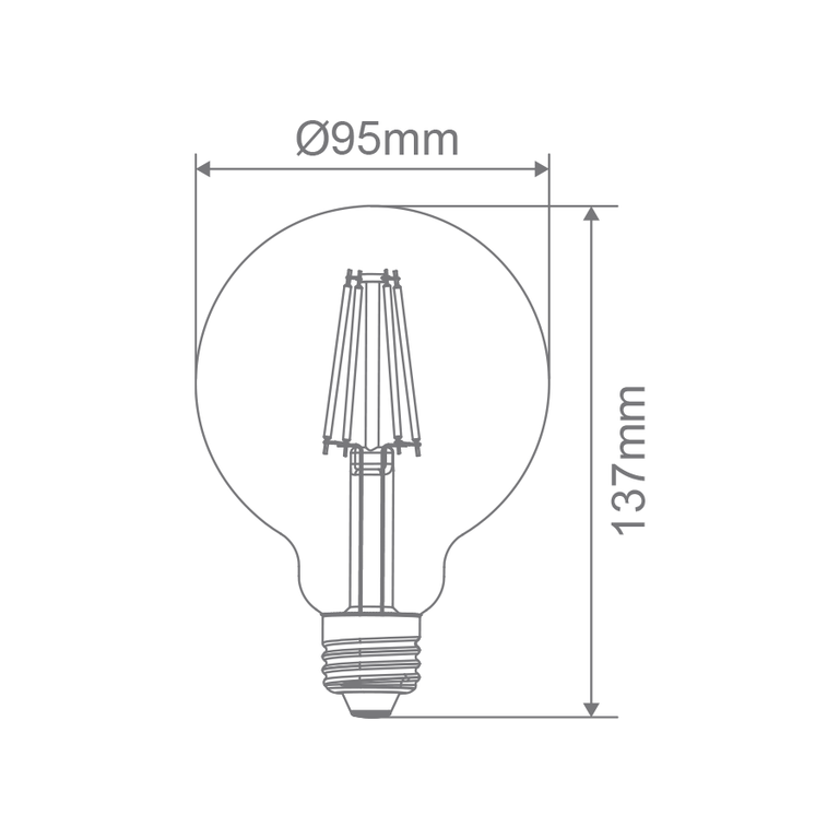 Filament Clear G95 7.5W E27 Dimmable LED Globe / White - 65941