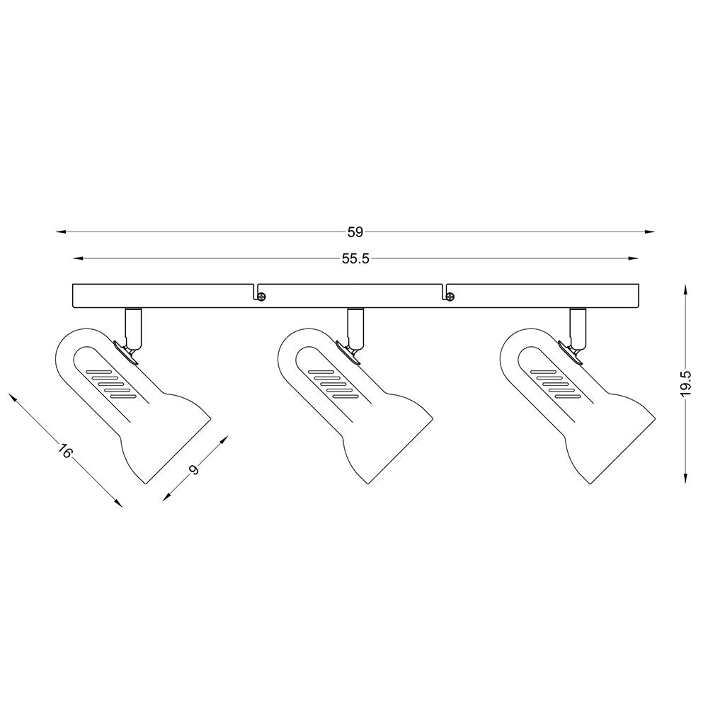 Profile 3 Light E27 Adjustable Spotlight White - LF500/3WH