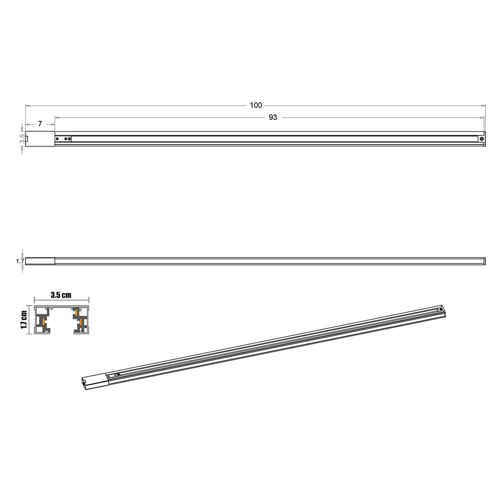 Single Phase 1 Meter Track Black - LF5300/1000BK