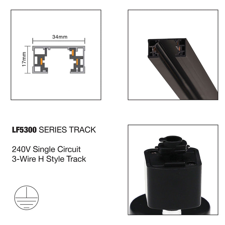 Single Phase 2 Meter Track Black - LF5300/2000BK