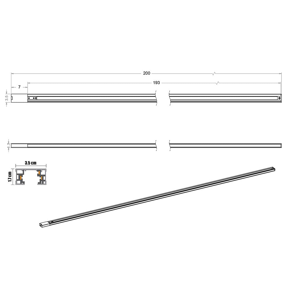 Single Phase 2 Meter Track White - LF5300/2000WH
