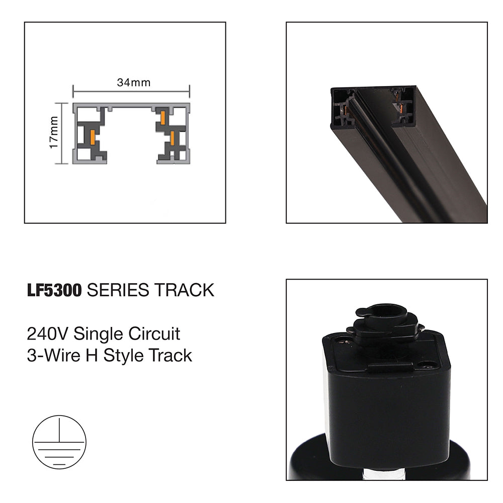 Single Circuit 2 Light LED Track Kit Black - OL85301