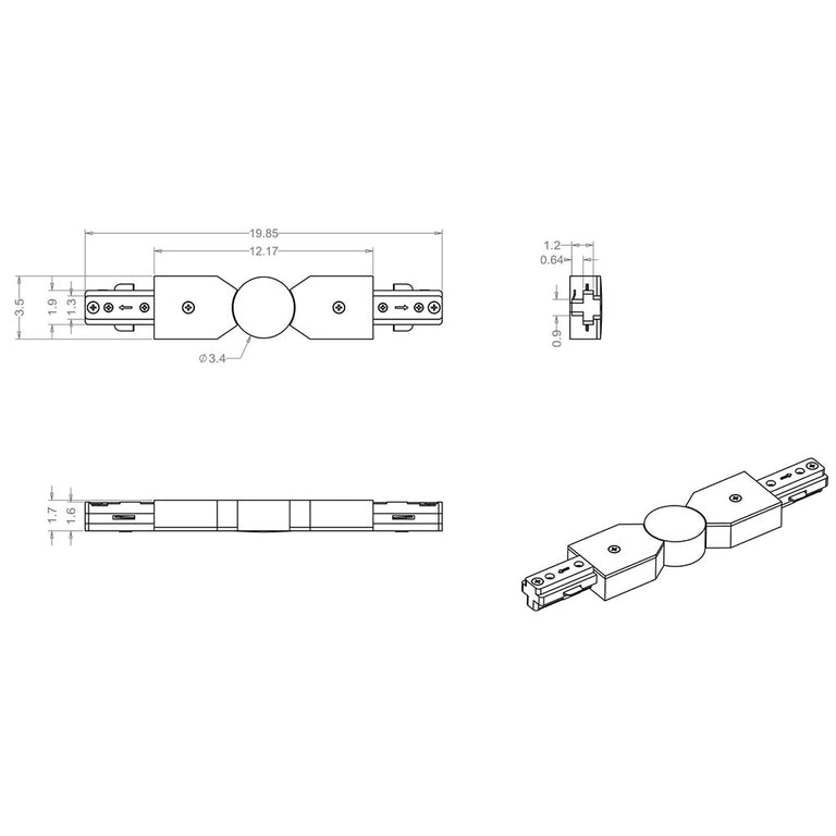 Single Circuit Track Flexible Joiner Black - LF5303BK