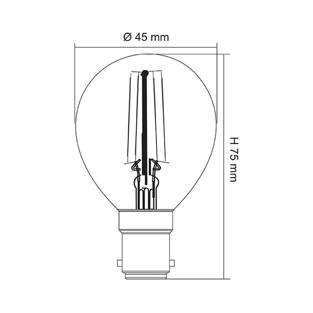 Filament Clear Fancy Round 4W B15 Dimmable LED Globe / Daylight - LFR50B15D/C