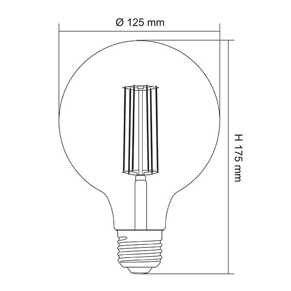 Filament Clear G125 Spherical 8W E27 Dimmable LED Globe / Warm White - LG125/27E27D/C