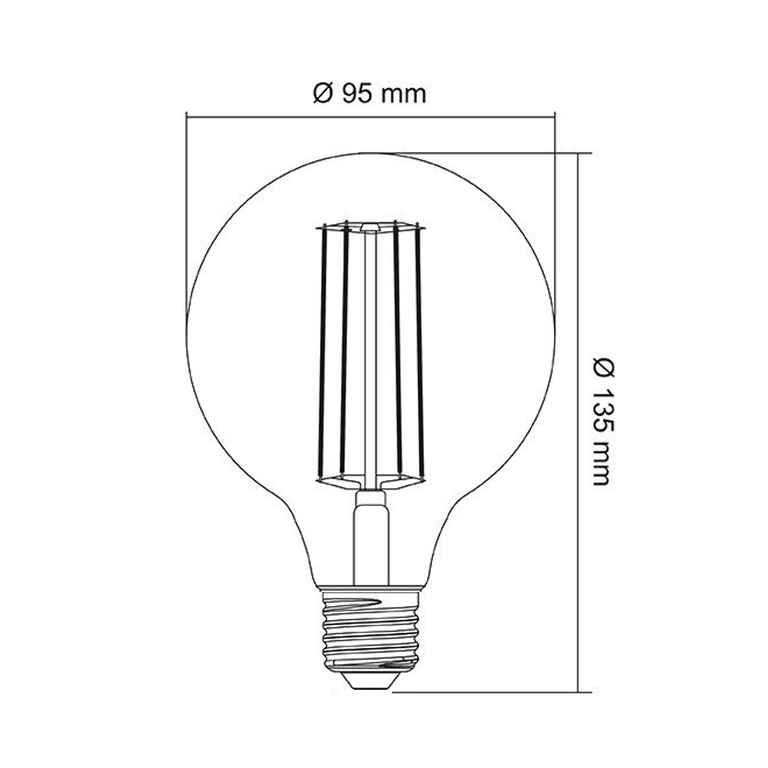 Filament Clear G95 Spherical 6W E27 Dimmable LED Globe / Warm White - LG95/27E27D/C