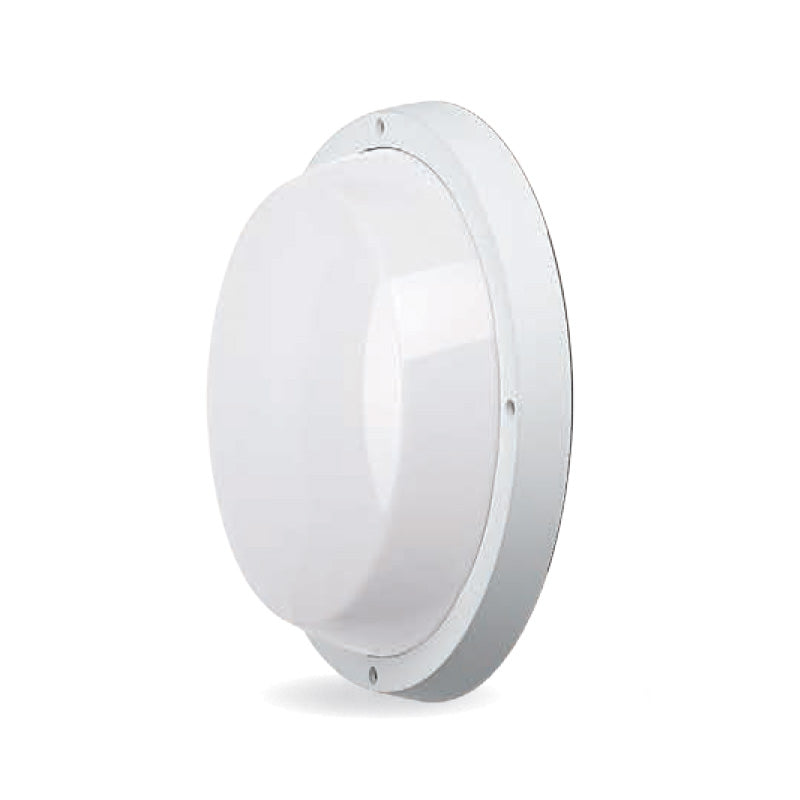 Round Plain E27 Polycarbonate Bulkhead White - LJ6051-WH