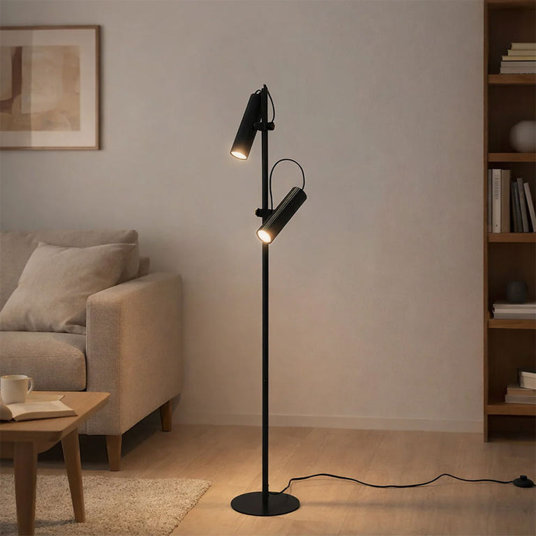 Tara Floor Lamp With Adjustable Head Matt Black - LL-10-0331