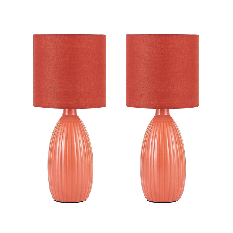 Nora Ceramic Table Lamp Set of 2 Coral - LL-14-0318R
