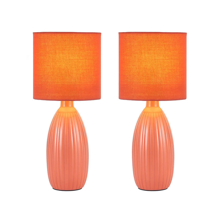 Nora Ceramic Table Lamp Set of 2 Coral - LL-14-0318R