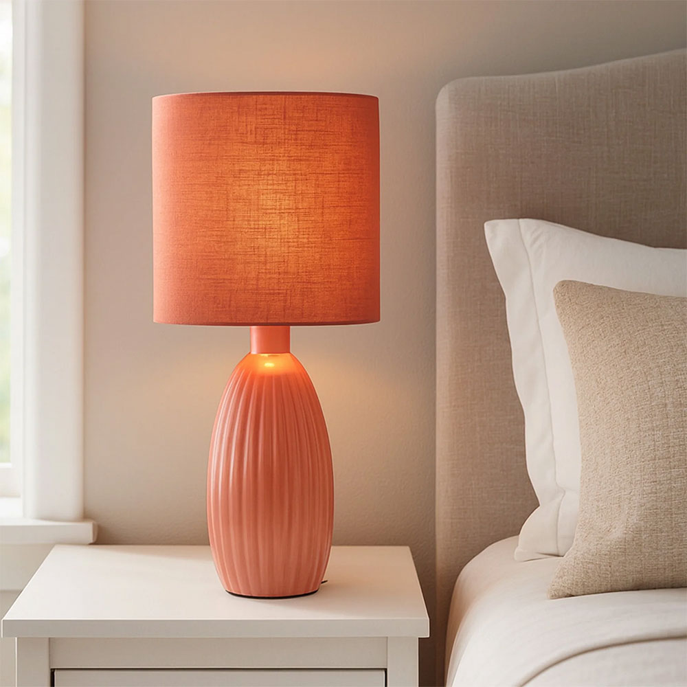 Nora Ceramic Table Lamp Set of 2 Coral - LL-14-0318R