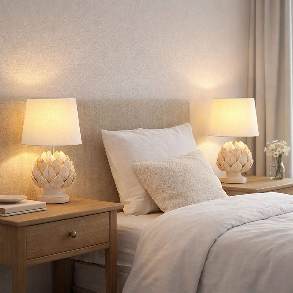 Tasha Artichoke Ceramic Table Lamp Set of 2 Natural - LL-14-0338N