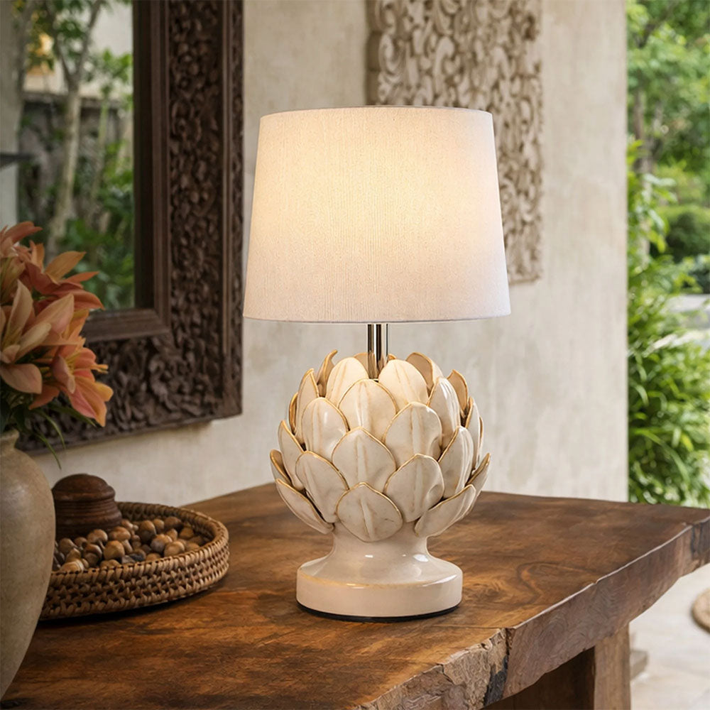 Tasha Artichoke Ceramic Table Lamp Set of 2 Natural - LL-14-0338N