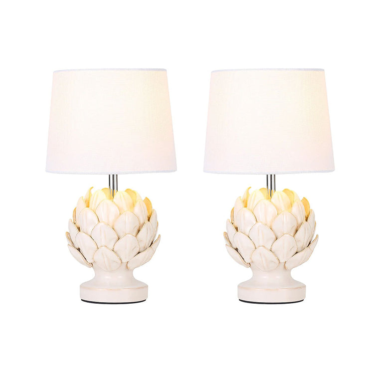 Tasha Artichoke Ceramic Table Lamp Set of 2 Natural - LL-14-0338N