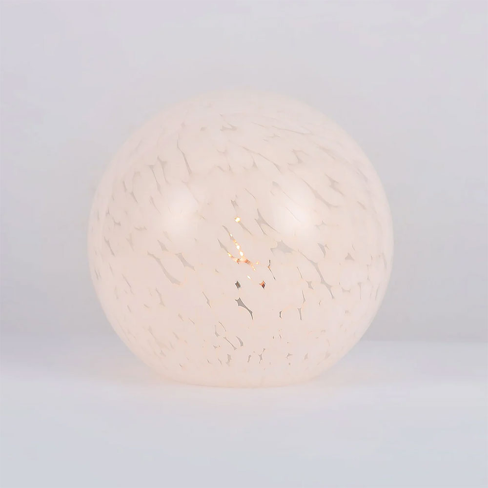 Lyra Glass Ball Table Lamp White Speckle - LL-27-0077W