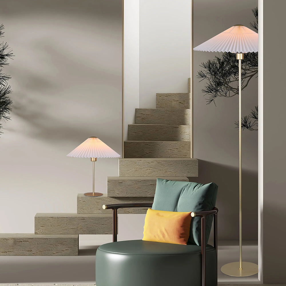 Peck Pleated Floor Lamp Gold - LL-27-0256