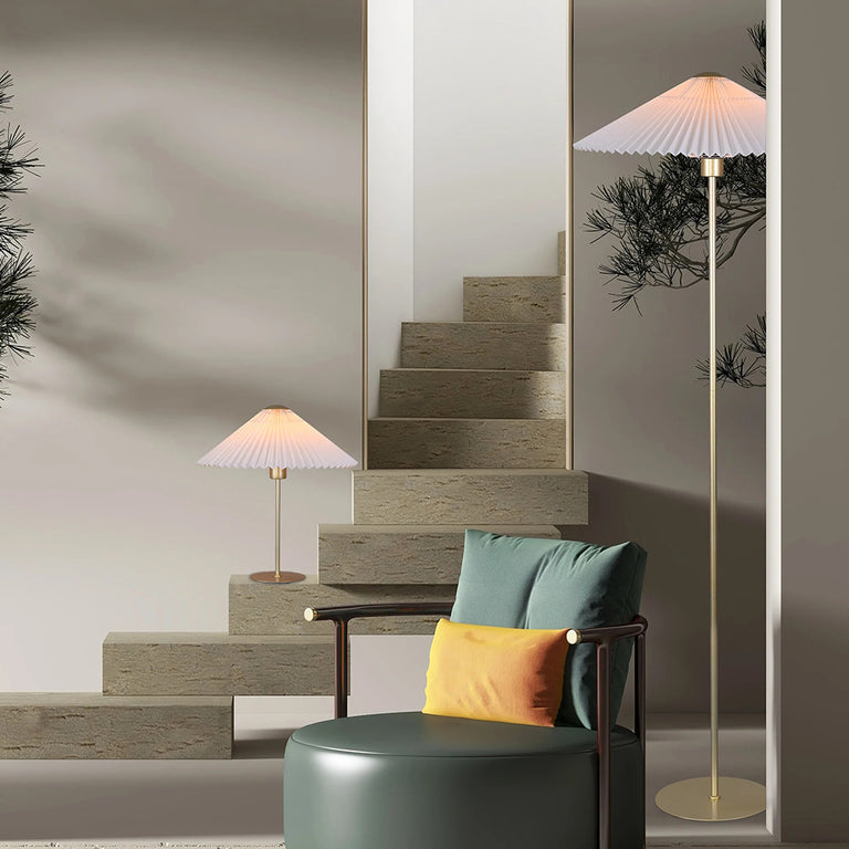 Peck Pleated Floor Lamp Gold - LL-27-0256