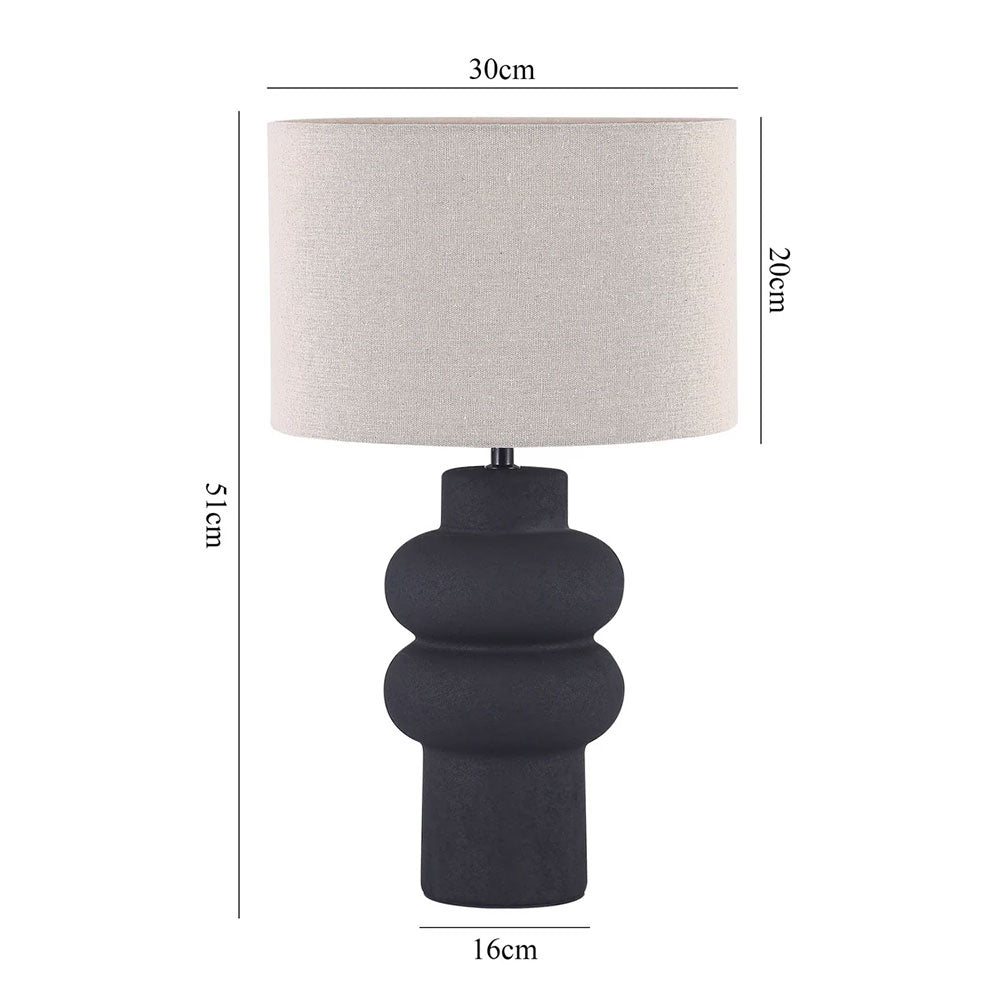 Isadora Ceramic Table Lamp Matt Black - LL-27-0325B