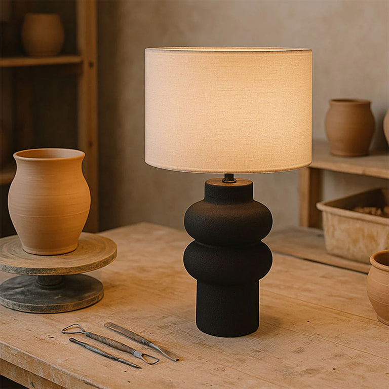 Isadora Ceramic Table Lamp Matt Black - LL-27-0325B