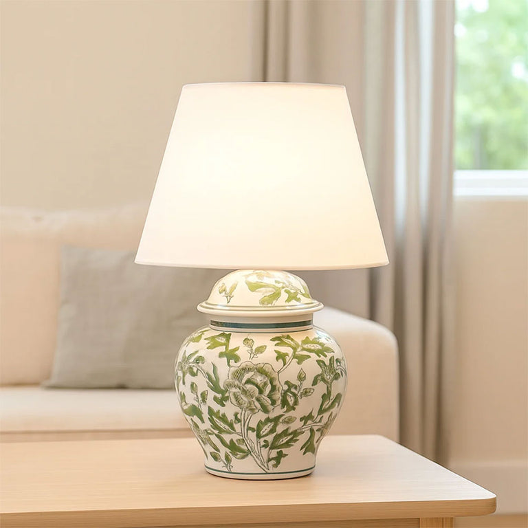 Tove Celadon Ceramic Table Lamp Green / White - LL-27-0327