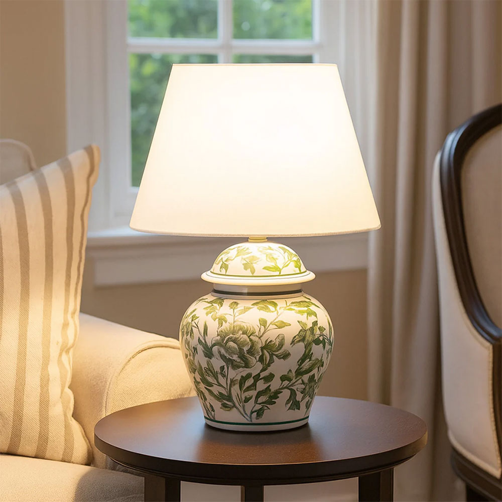 Tove Celadon Ceramic Table Lamp Green / White - LL-27-0327