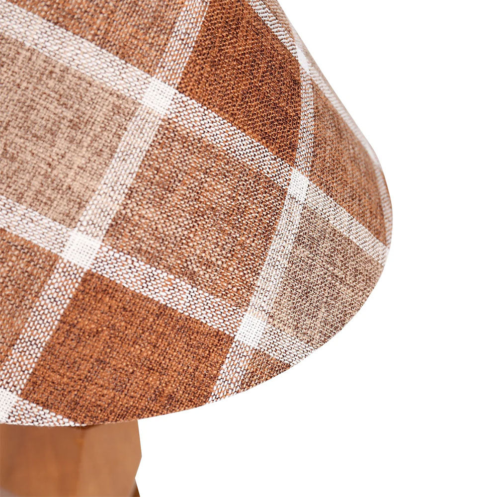Helena Hand Faceted Wooden Base Table Lamps Plaid Shade Brown - LL-27-0329P