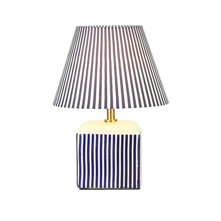 Amaris Ceramic Striped Table Lamp Blue - LL-27-0337B