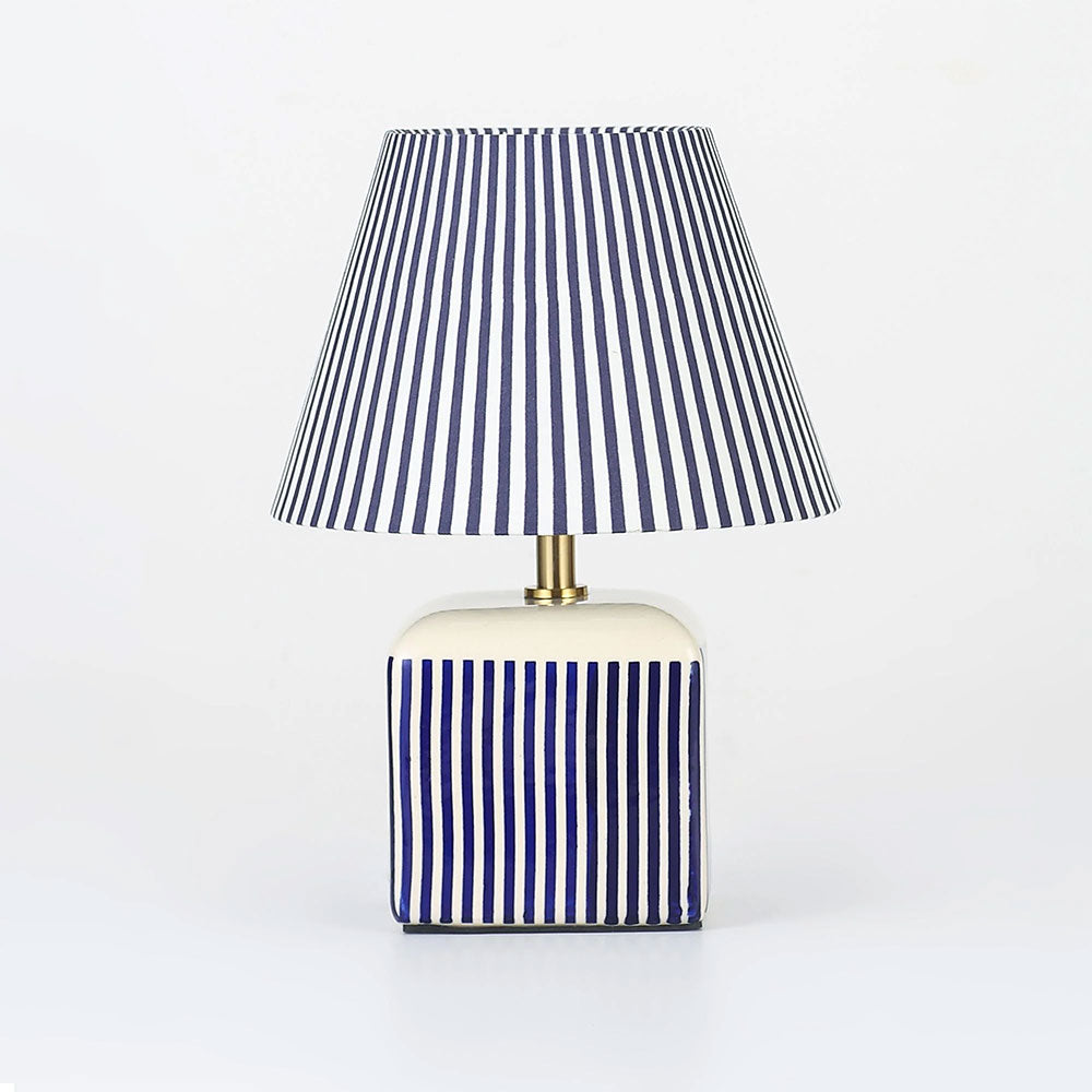 Amaris Ceramic Striped Table Lamp Blue - LL-27-0337B