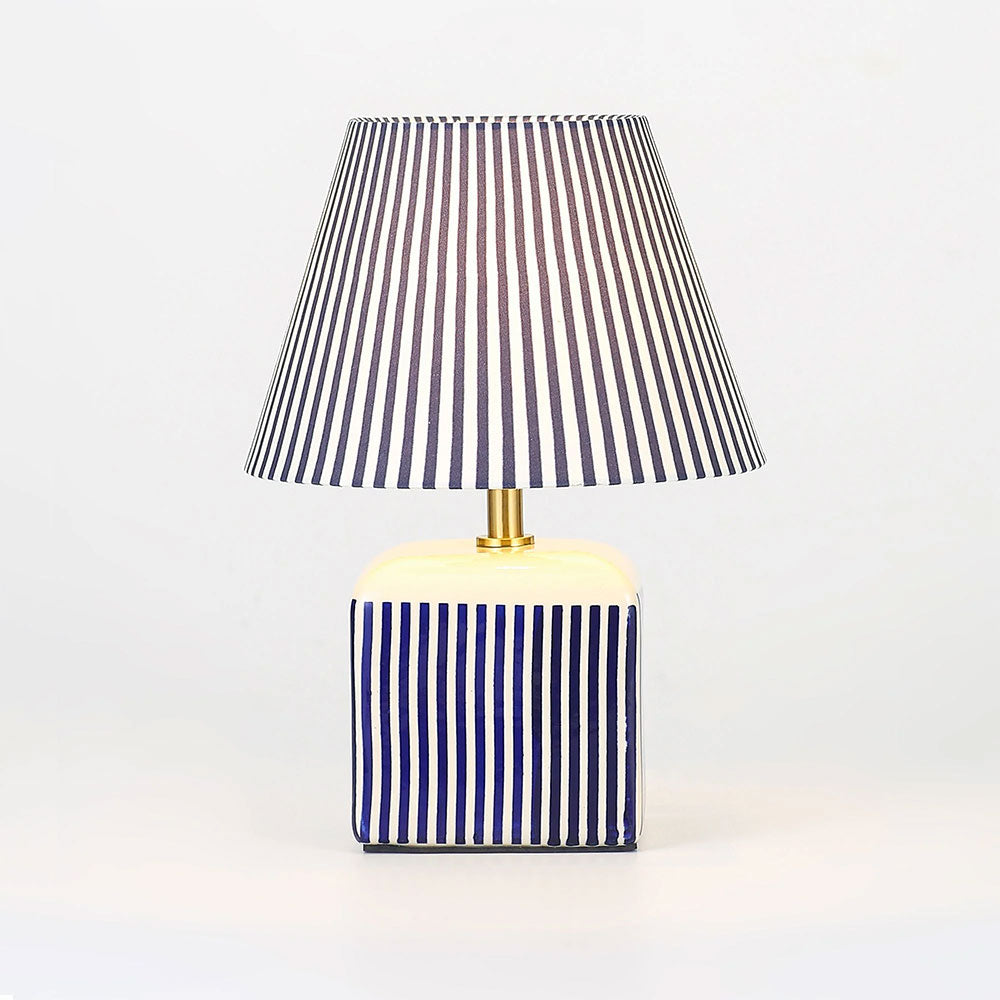 Amaris Ceramic Striped Table Lamp Blue - LL-27-0337B