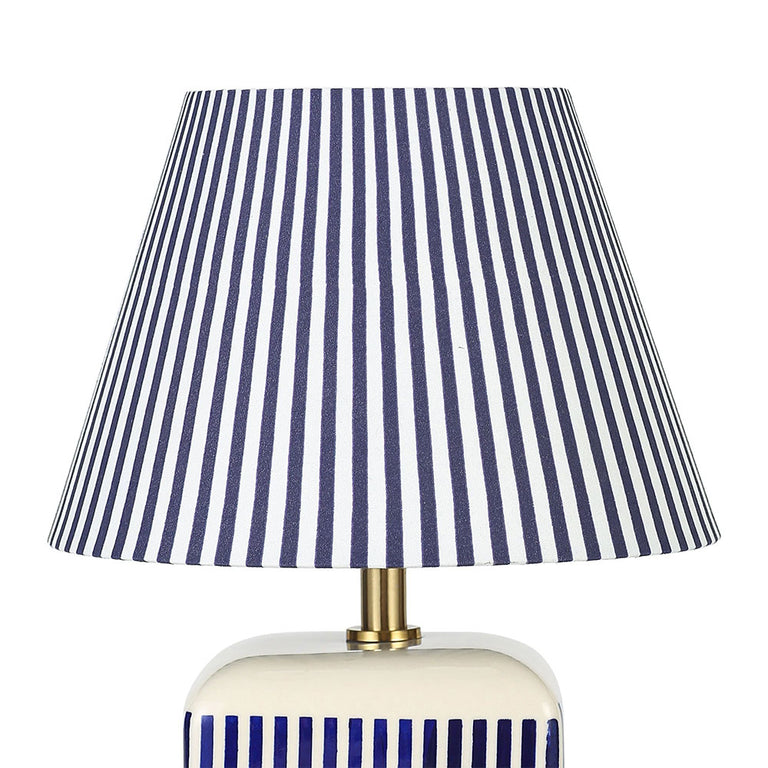 Amaris Ceramic Striped Table Lamp Blue - LL-27-0337B