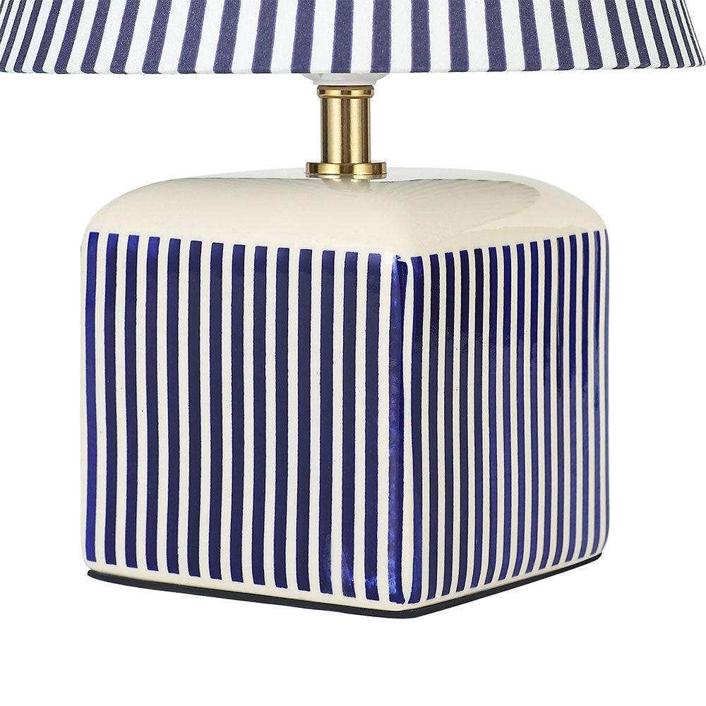 Amaris Ceramic Striped Table Lamp Blue - LL-27-0337B
