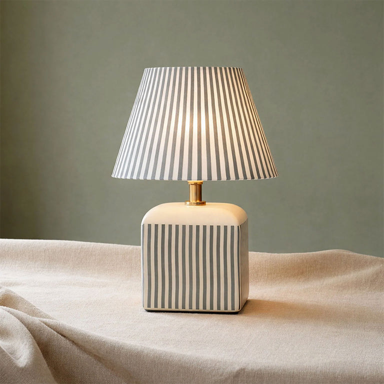 Amaris Ceramic Striped Table Lamp Green - LL-27-0337G