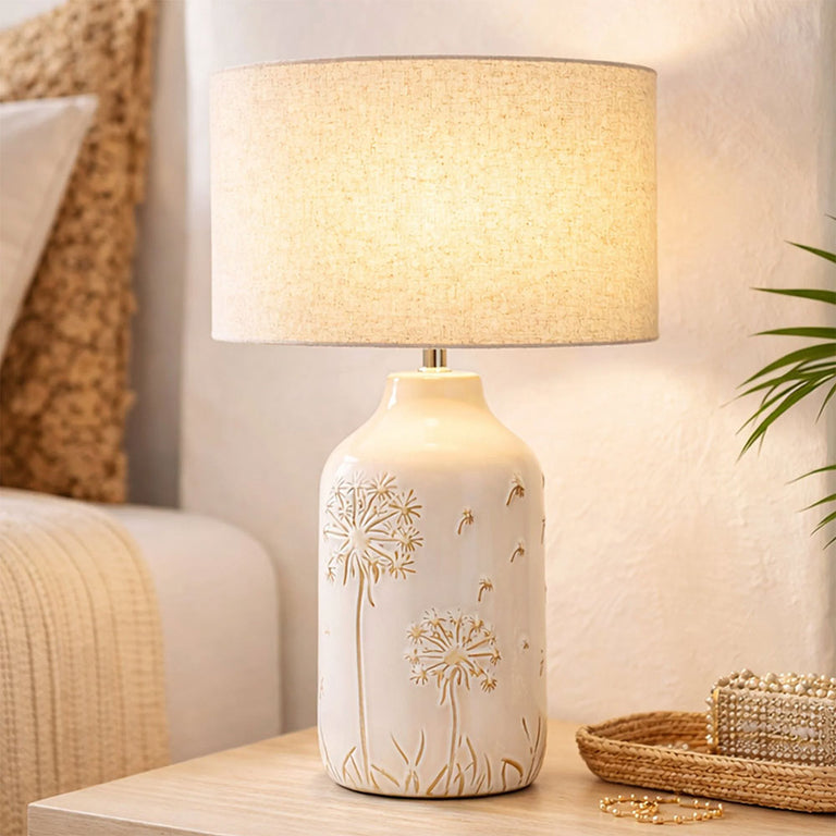Nari Dandelion Ceramic Table Lamp White - LL-27-0340