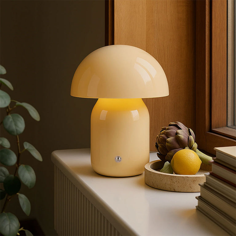 Mushroom LED CCT Dimmable USB Rechargeable Touch Table Lamp Taupe - LL-LED-29T