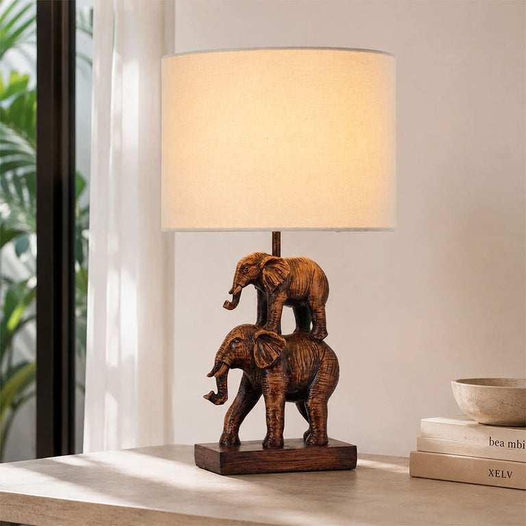 Mother & Calf Elephant LED Table Lamp Brushed Bronze - LL-LED-31