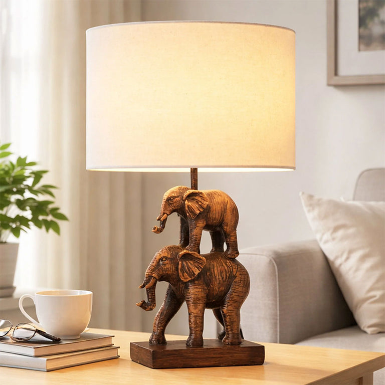 Mother & Calf Elephant LED Table Lamp Brushed Bronze - LL-LED-31