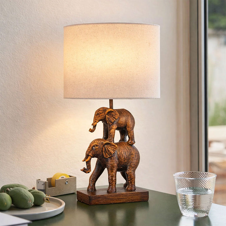 Mother & Calf Elephant LED Table Lamp Brushed Bronze - LL-LED-31