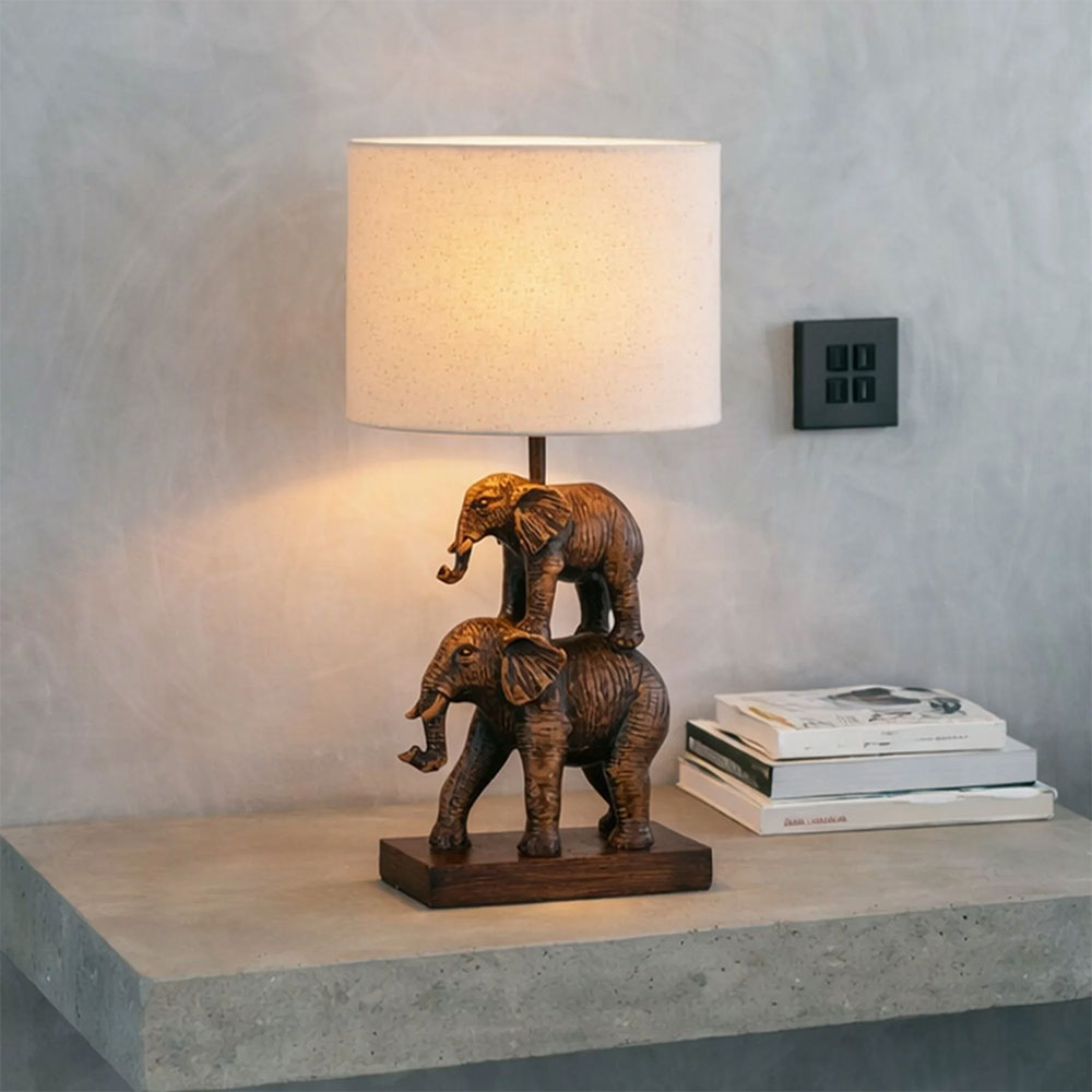 Mother & Calf Elephant LED Table Lamp Brushed Bronze - LL-LED-31